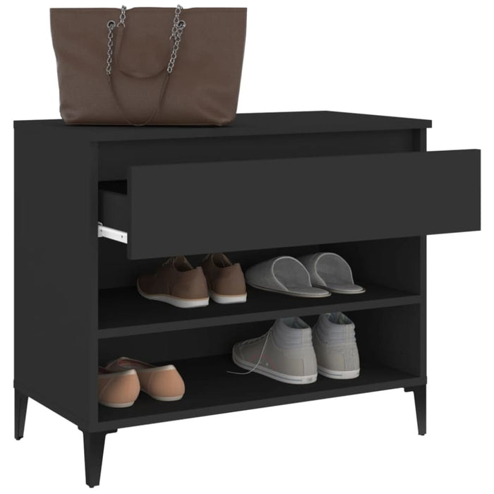 Shoe Cabinet Black 70x36x60 Cm Engineered Wood Nokilp