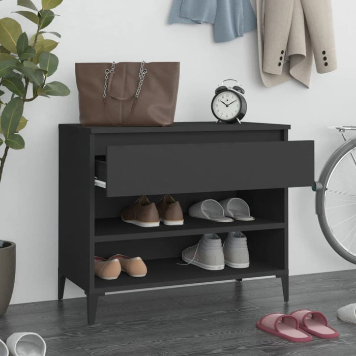 Shoe Cabinet Black 70x36x60 Cm Engineered Wood Nokilp