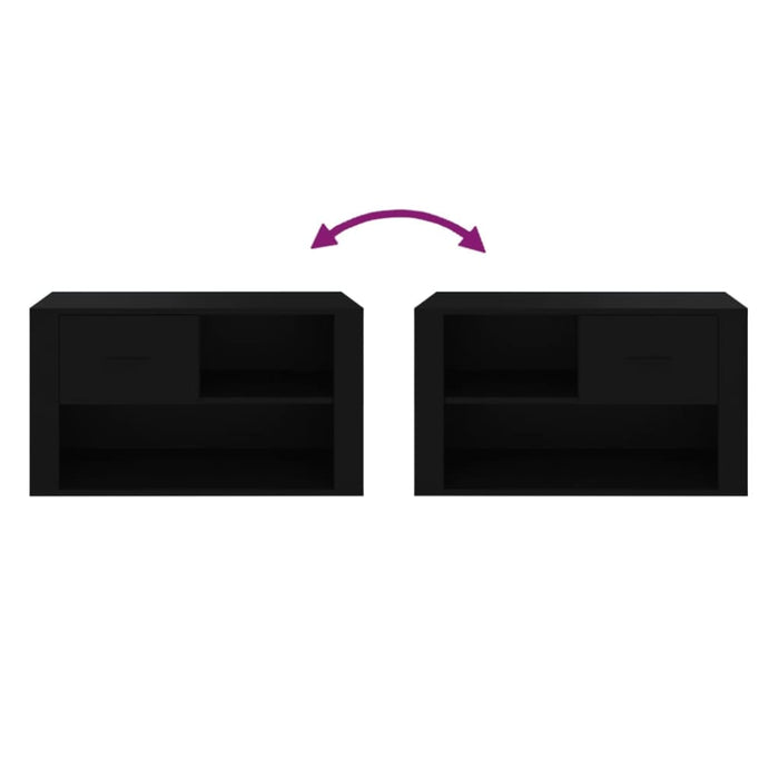 Shoe Cabinet Black 80x35x45 Cm Engineered Wood Nolipt