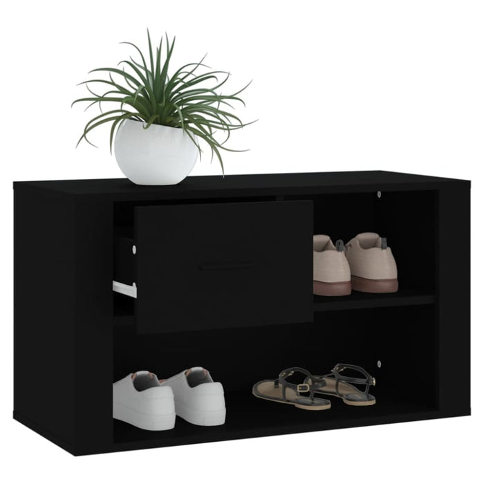 Shoe Cabinet Black 80x35x45 Cm Engineered Wood Nolipt
