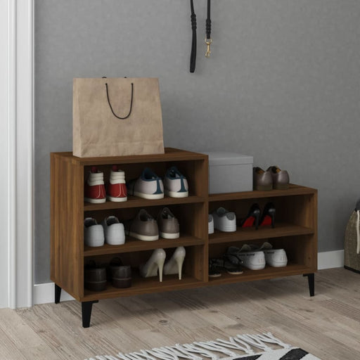Shoe Cabinet Brown Oak 102x36x60 Cm Engineered Wood Nokitk