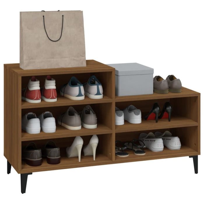 Shoe Cabinet Brown Oak 102x36x60 Cm Engineered Wood Nokitk
