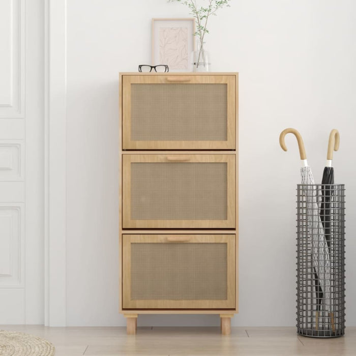 Shoe Cabinet Brown 52x25x115 Cm Engineered Wood and Natural