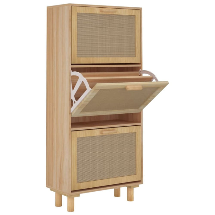 Shoe Cabinet Brown 52x25x115 Cm Engineered Wood and Natural