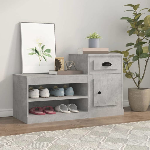Shoe Cabinet Concrete Grey 100x42x60 Cm Engineered Wood