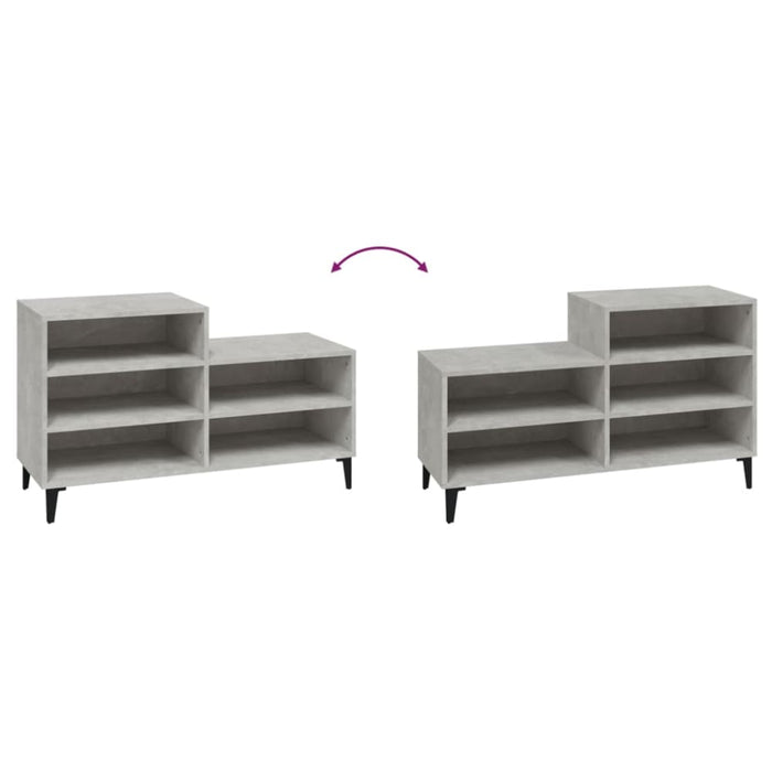 Shoe Cabinet Concrete Grey 102x36x60 Cm Engineered Wood