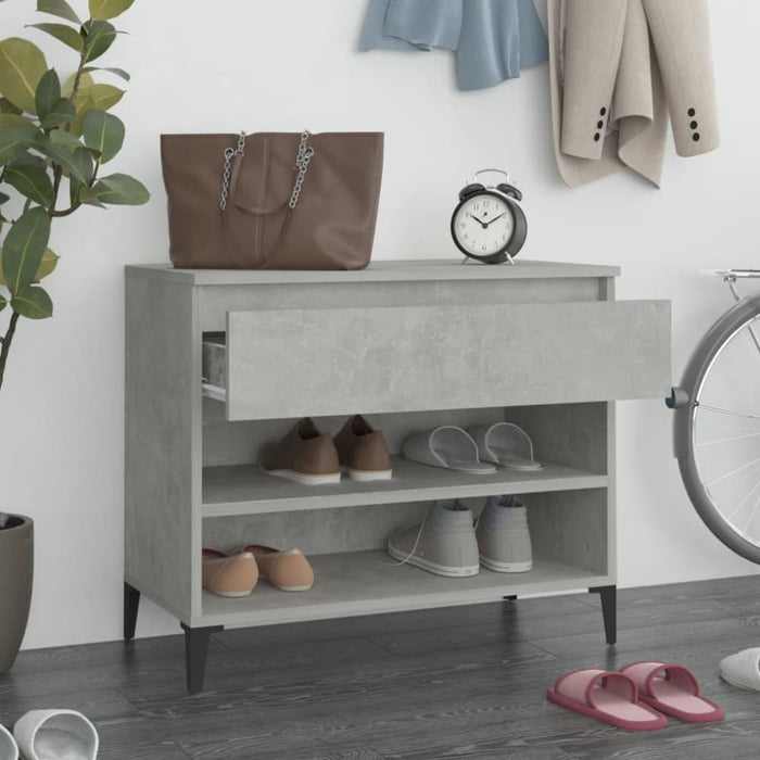 Shoe Cabinet Concrete Grey 70x36x60 Cm Engineered Wood