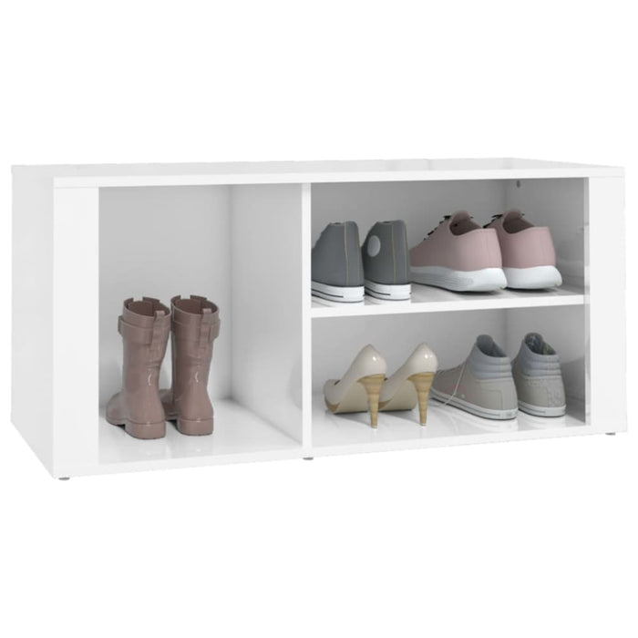 Shoe Cabinet Glossy Look White 100x35x45 Cm Engineered Wood