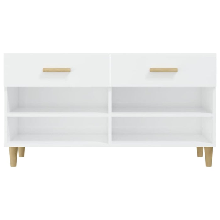 Shoe Cabinet Glossy Look White 102x35x55 Cm Engineered Wood