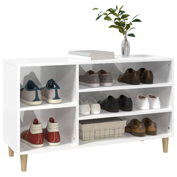 Shoe Cabinet Glossy Look White 102x36x60 Cm Engineered Wood