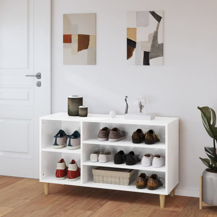 Shoe Cabinet Glossy Look White 102x36x60 Cm Engineered Wood