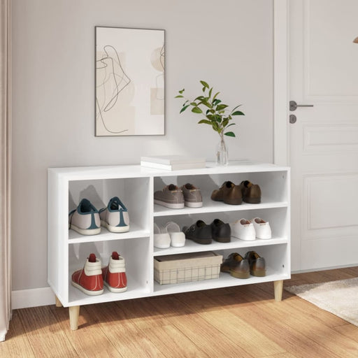 Shoe Cabinet Glossy Look White 102x36x60 Cm Engineered Wood