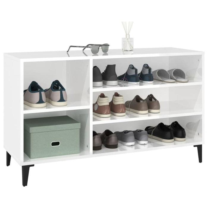 Shoe Cabinet Glossy Look White 102x36x60 Cm Engineered Wood