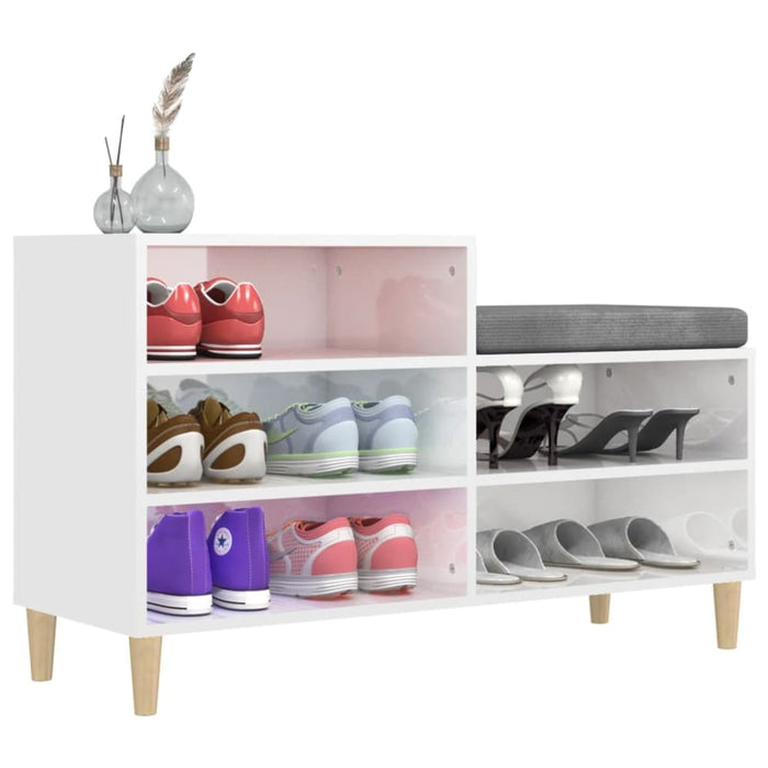Shoe Cabinet Glossy Look White 102x36x60 Cm Engineered Wood