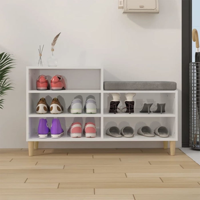 Shoe Cabinet Glossy Look White 102x36x60 Cm Engineered Wood