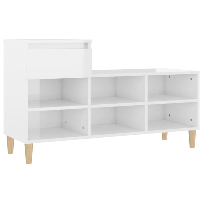 Shoe Cabinet Glossy Look White 102x36x60 Cm Engineered Wood