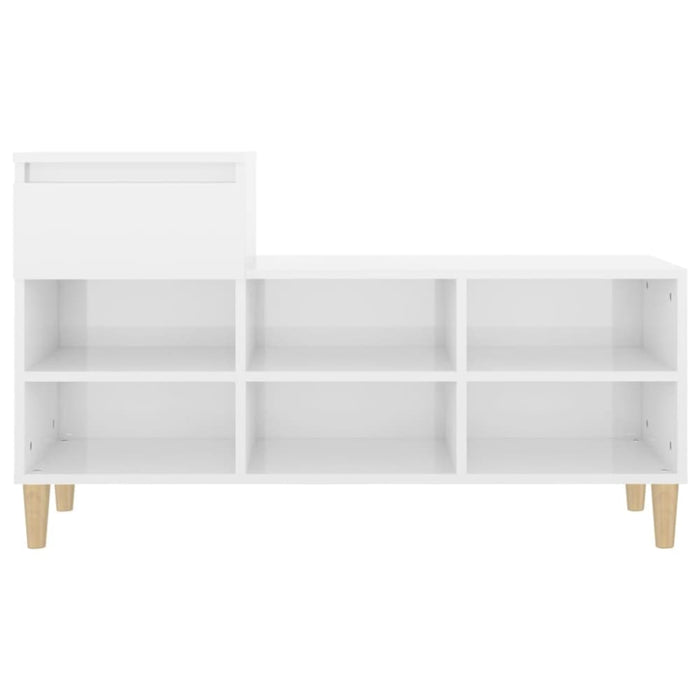 Shoe Cabinet Glossy Look White 102x36x60 Cm Engineered Wood