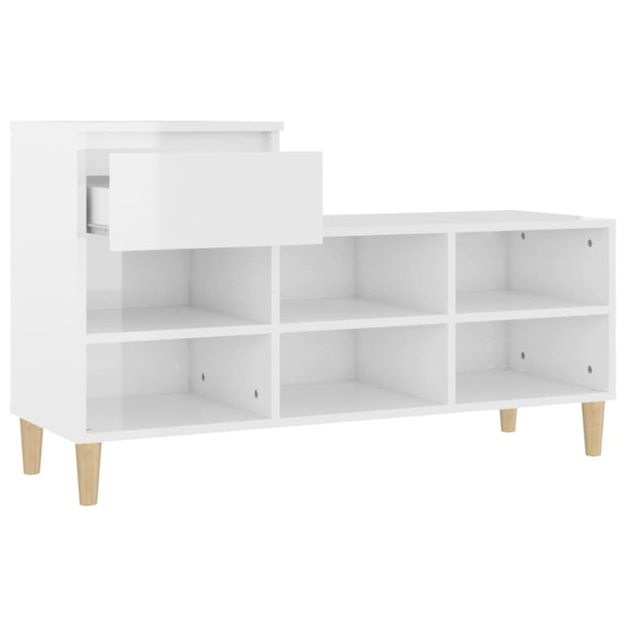 Shoe Cabinet Glossy Look White 102x36x60 Cm Engineered Wood