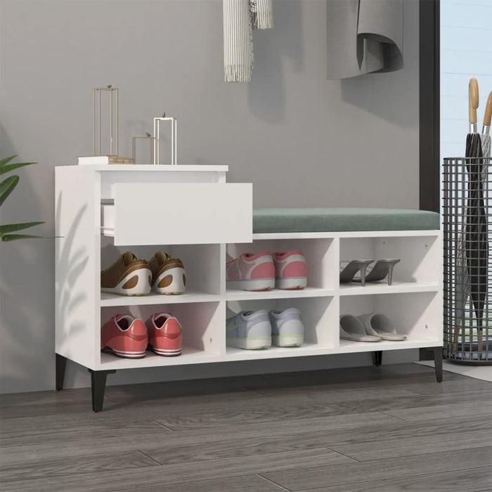 Shoe Cabinet Glossy Look White 102x36x60 Cm Engineered Wood