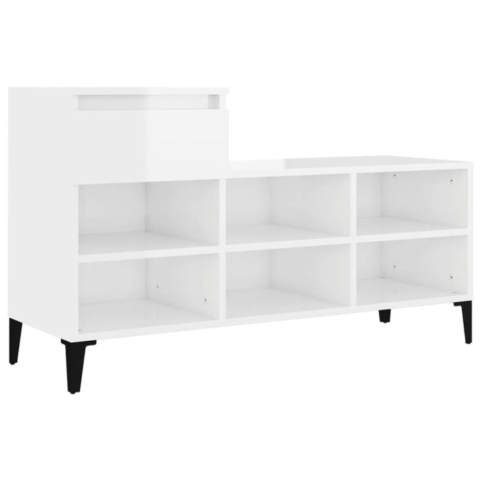 Shoe Cabinet Glossy Look White 102x36x60 Cm Engineered Wood