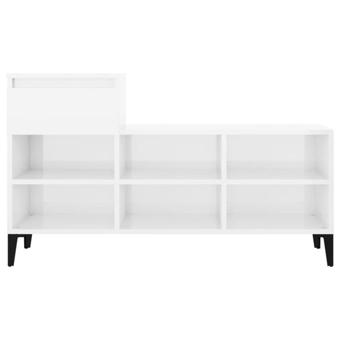 Shoe Cabinet Glossy Look White 102x36x60 Cm Engineered Wood