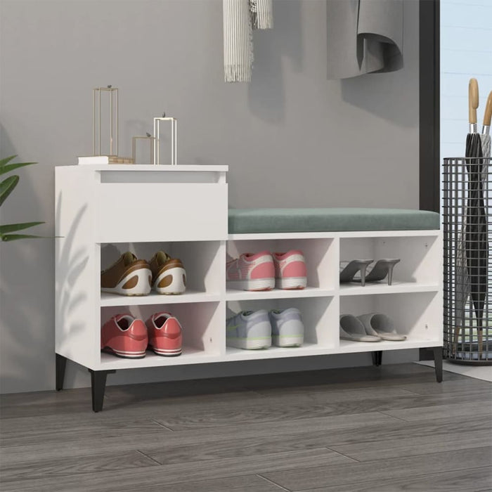 Shoe Cabinet Glossy Look White 102x36x60 Cm Engineered Wood