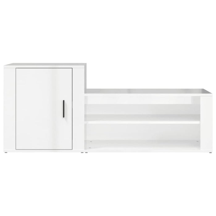 Shoe Cabinet Glossy Look White 130x35x54 Cm Engineered Wood
