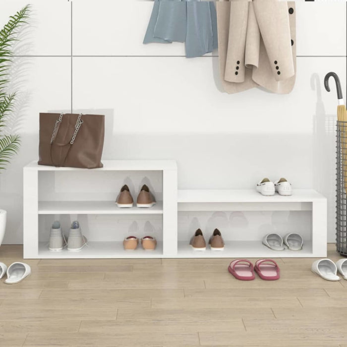 Shoe Cabinet Glossy Look White 150x35x45 Cm Engineered Wood
