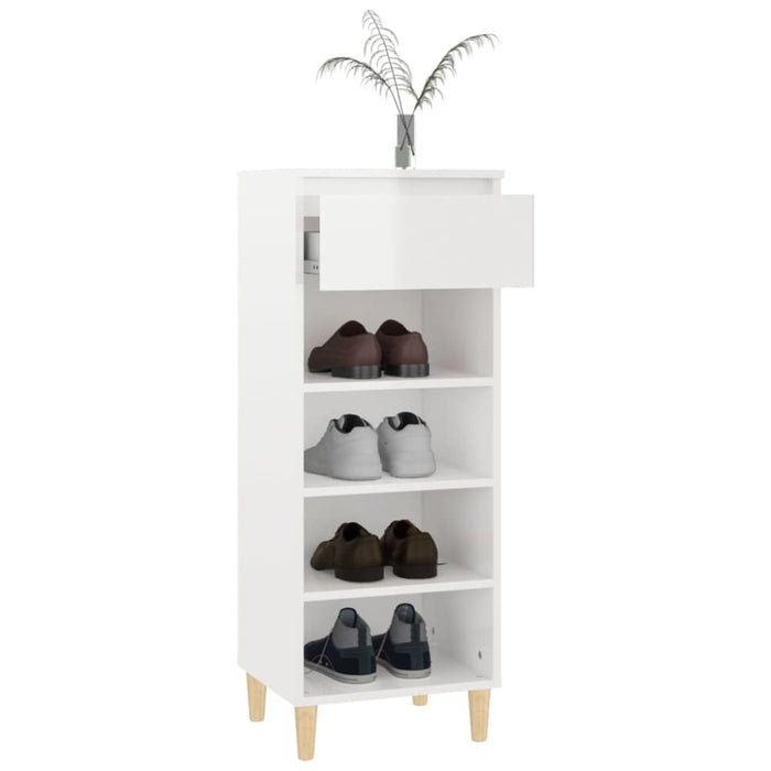 Shoe Cabinet Glossy Look White 40x36x105 Cm Engineered Wood
