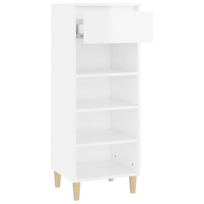 Shoe Cabinet Glossy Look White 40x36x105 Cm Engineered Wood