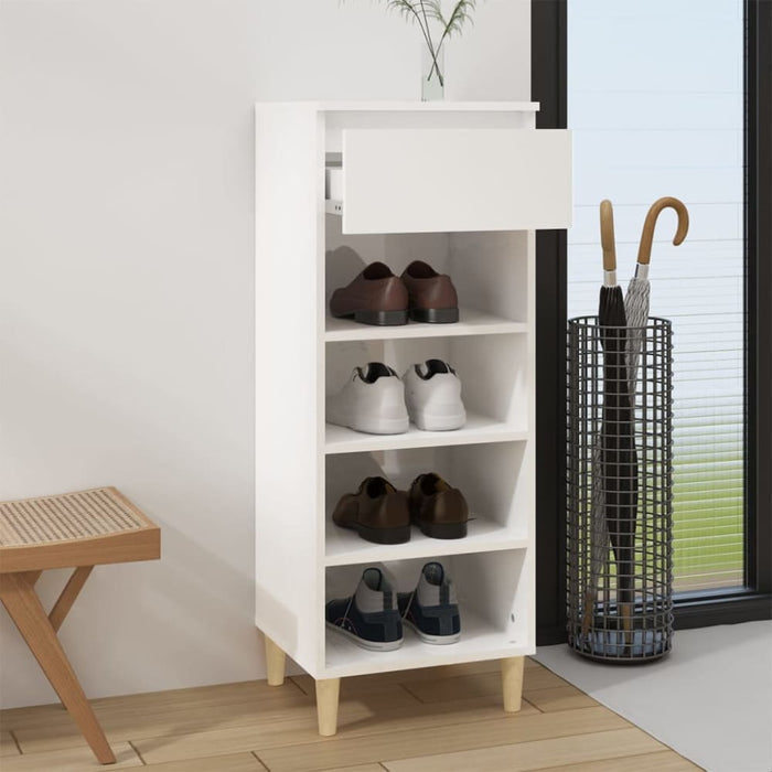 Shoe Cabinet Glossy Look White 40x36x105 Cm Engineered Wood