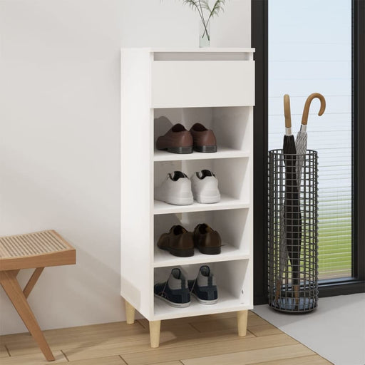Shoe Cabinet Glossy Look White 40x36x105 Cm Engineered Wood