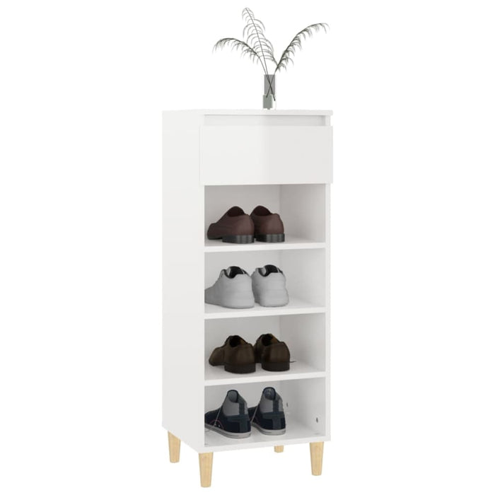 Shoe Cabinet Glossy Look White 40x36x105 Cm Engineered Wood