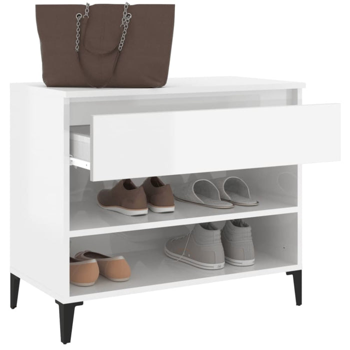 Shoe Cabinet Glossy Look White 70x36x60 Cm Engineered Wood