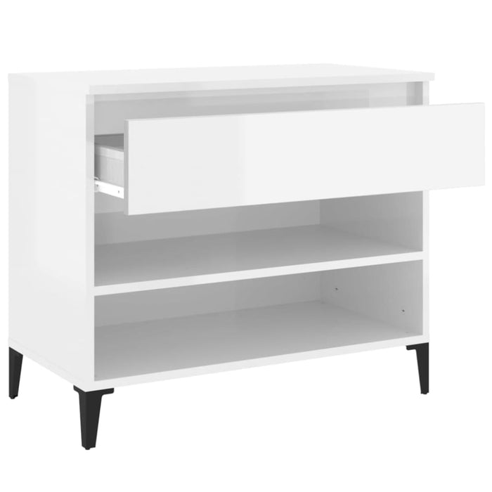 Shoe Cabinet Glossy Look White 70x36x60 Cm Engineered Wood