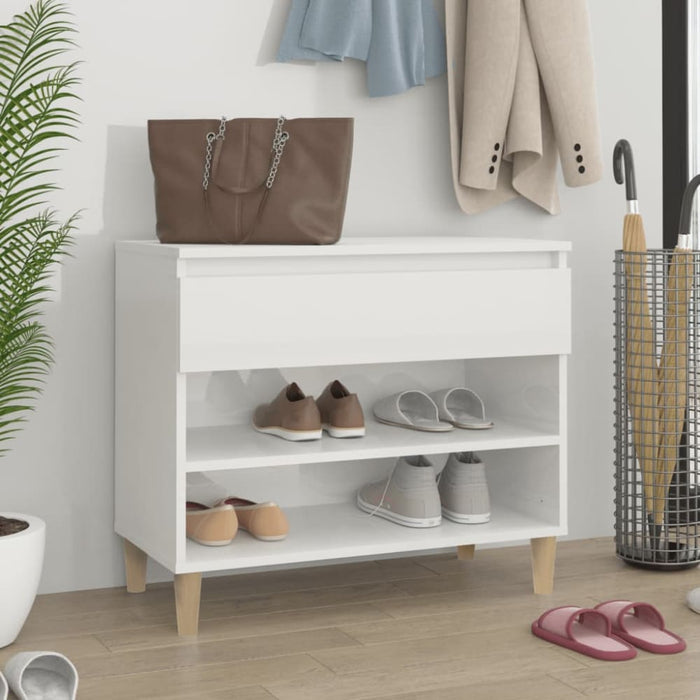 Shoe Cabinet Glossy Look White 70x36x60 Cm Engineered Wood