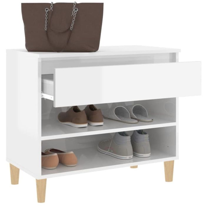 Shoe Cabinet Glossy Look White 70x36x60 Cm Engineered Wood