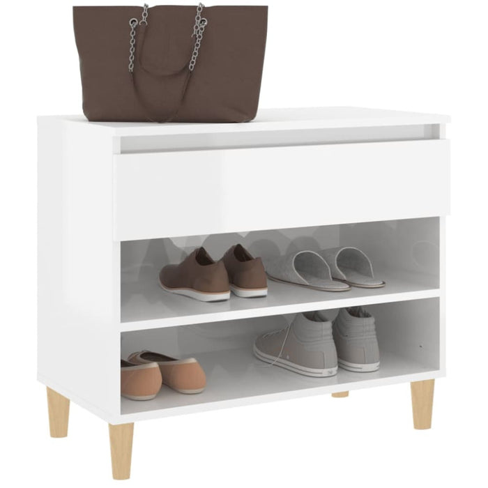 Shoe Cabinet Glossy Look White 70x36x60 Cm Engineered Wood