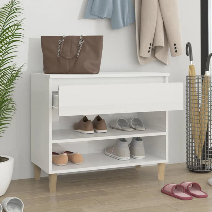 Shoe Cabinet Glossy Look White 70x36x60 Cm Engineered Wood