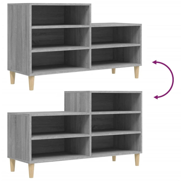Shoe Cabinet Grey Sonoma 102x36x60 Cm Engineered Wood Nokitb