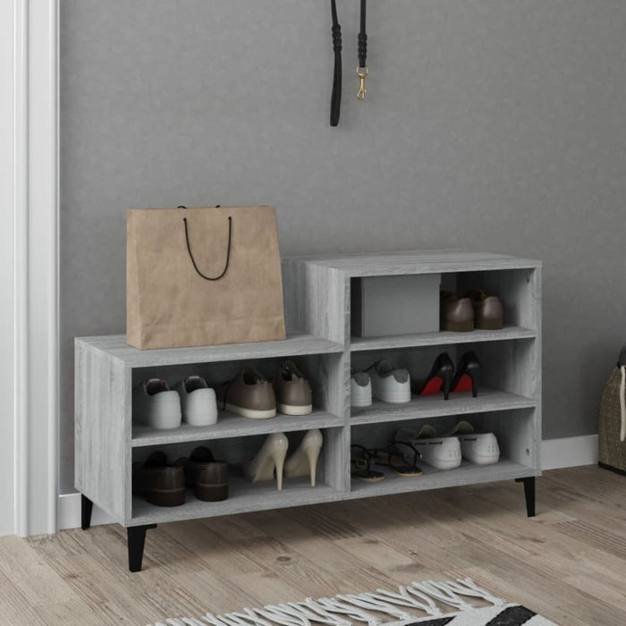 Shoe Cabinet Grey Sonoma 102x36x60 Cm Engineered Wood Nokitn