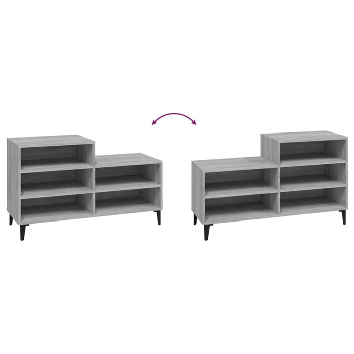 Shoe Cabinet Grey Sonoma 102x36x60 Cm Engineered Wood Nokitn