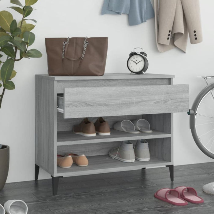 Shoe Cabinet Grey Sonoma 70x36x60 Cm Engineered Wood Nokiib