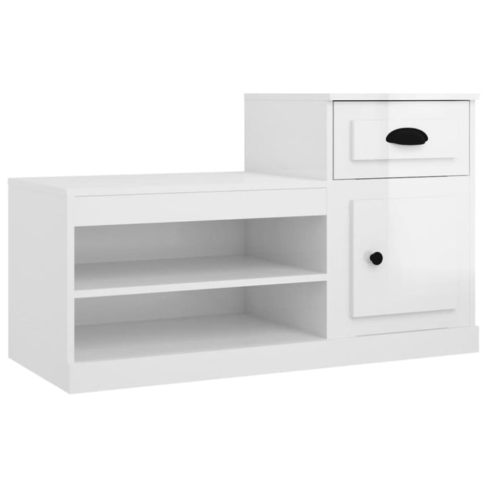 Shoe Cabinet High Gloss White 100x42x60 Cm Engineered Wood