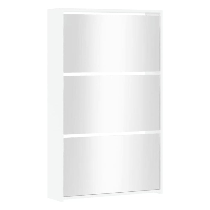 Shoe Cabinet With Mirror 3-layer High Gloss White