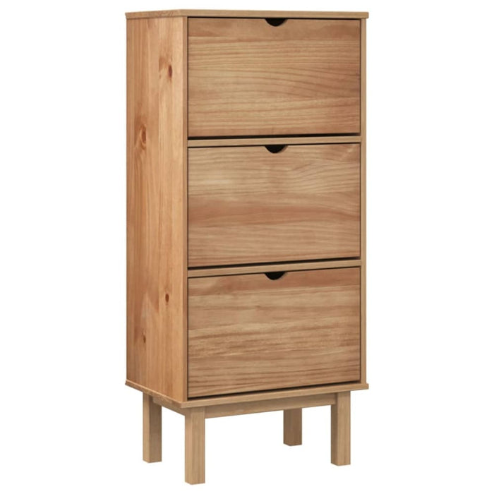 Shoe Cabinet Otta with 3 Drawers Brown Solid Wood Pine