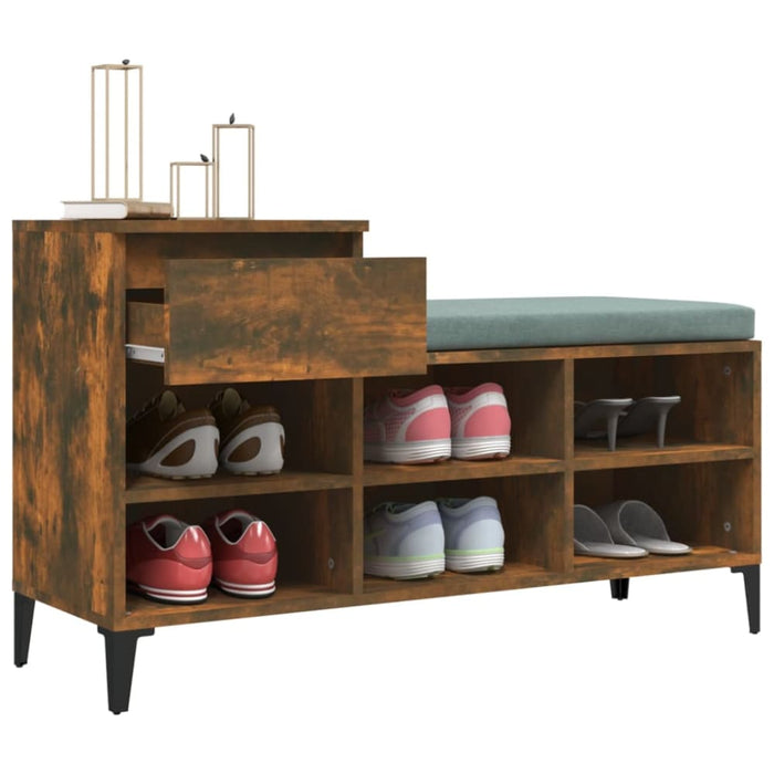 Shoe Cabinet Smoked Oak 102x36x60 Cm Engineered Wood Nxoxoi
