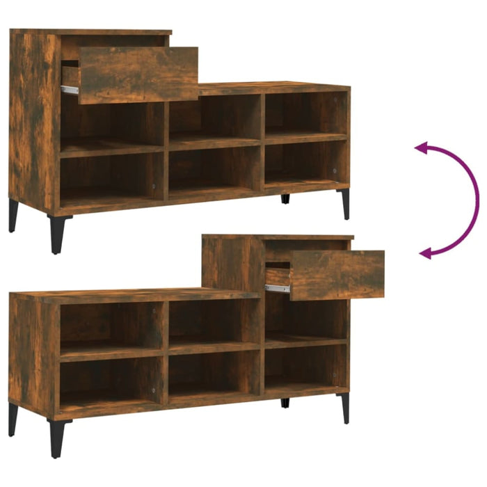 Shoe Cabinet Smoked Oak 102x36x60 Cm Engineered Wood Nxoxoi