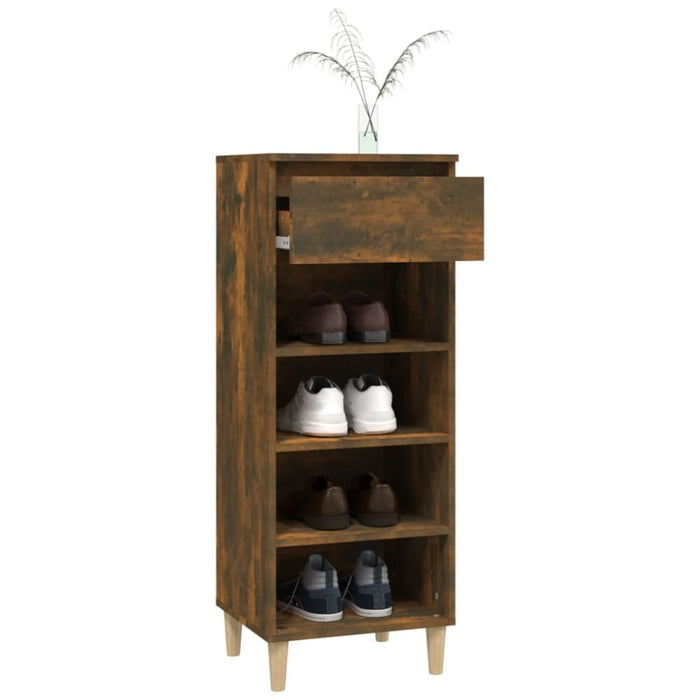 Shoe Cabinet Smoked Oak 40x36x105 Cm Engineered Wood Nokiii
