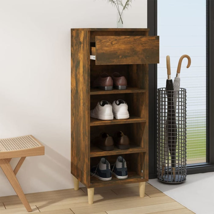 Shoe Cabinet Smoked Oak 40x36x105 Cm Engineered Wood Nokiii